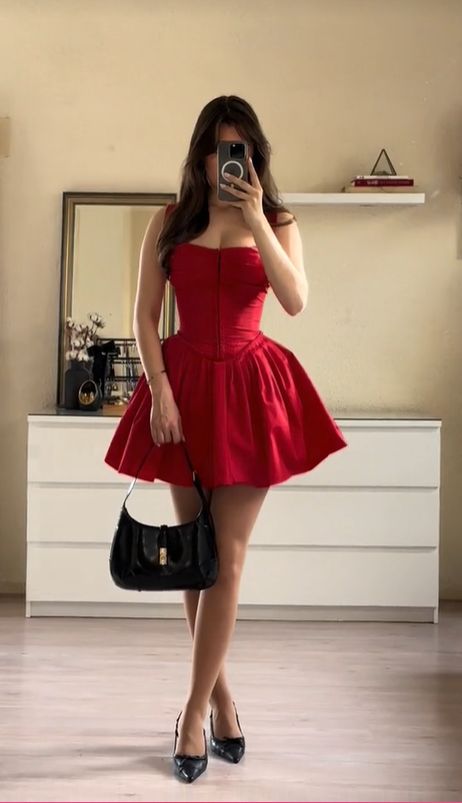 Sexy Ball Gown Straps Red Homecoming Dresses 21st Birthday Outfit C2100