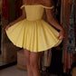 Sexy A Line Straps Yellow Short Homecoming Dresses 21st Birthday Outfit C2103