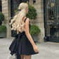 Sexy A Line Straps Black Short Homecoming Dresses 21st Birthday Outfit C2104