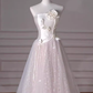 Romantic A line Strapless Tulle Long Wedding Dresses C212