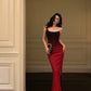 Sexy Mermaid Strapless Ombre Burgundy Satin Long Prom Dress Evening Dresses C2130