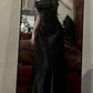 Sexy Mermaid Spaghetti Straps Black Long Long Prom Dress Evening Dresses C2141