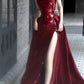 Sexy Mermaid Red Sleeveless Long Sequin Prom Dress Evening Dresses C2149