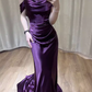 Sexy Mermaid Off The Shoulder Grape Long Prom Dresses C215