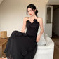 Modest Sheath Spaghetti Straps Chiffon Sleeveless Black Long Prom Dress Evening Dresses C2163