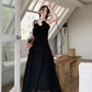 Modest Sheath Spaghetti Straps Chiffon Sleeveless Black Long Prom Dress Evening Dresses C2163