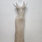 Modest Mermaid Straps Long Sequin Champagne Prom Dress Evening Dresses C2174