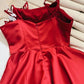 Simple A Line Spaghetti Straps Red Short Homecoming Dresses 18th Birthday Outfit C2178