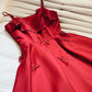 Simple A Line Spaghetti Straps Red Short Homecoming Dresses 18th Birthday Outfit C2178