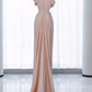 Modest Mermaid Off The Shoulder PInk Satin Long Prom Dresses C217