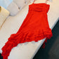 Sexy Sheath Straps Red Short Chiffon Homecoming Dresses 18th Birthday Outfit C2183