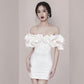 Sexy Sheath Strapless White Satin Short Homecoming Dresses 18th Birthday Outfit C2184