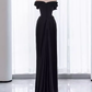 Modest Mermaid Off The Shoulder Black Satin Long Prom Dresses C218