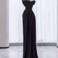 Modest Mermaid Off The Shoulder Black Satin Long Prom Dresses C218