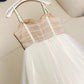 Simple A Line Spaghetti Straps White Tulle Prom Dress Evening Dresses C2194