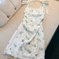 Modest Sheath Straps Floral Green Short Homecoming Dresses Satin Birthday Outfits C2201