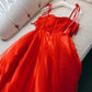 Modest A Line Spaghetti Straps Tulle Red Homecoming Dresses Birthday Outfits C2203