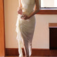 Pretty Sheath Spaghetti Straps Long Chiffon Ivory Prom Dress Evening Dresses C2209