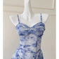 Pretty A Line Spaghetti Straps Chiffon Floral Blue Prom Dress Evening Dresses C2210