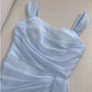 Pretty Sheath Straps Chiffon Light Sky Blue Prom Dress Evening Dresses C2211