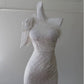 Pretty Sheath One Shoulder Sequin Slit Prom Dress White Formal Dresses C2216