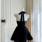 Modest A line Halter Black Short Homecoming Dresses Tulle Birthday Outfits C2220