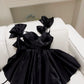 Modest A line Straps Black Short Homecoming Dresses Birthday Outfits With Bow C2225