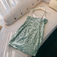 Modest Sheath Straps Sequin Green Short Homecoming Dresses Birthday Outfits With Beads C2227