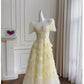 Modest A Line Scoop Neckline Yellow Lace Homecoming Dresses Birthday Outfits With Beads C2228