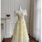 Modest A Line Scoop Neckline Yellow Lace Homecoming Dresses Birthday Outfits With Beads C2228