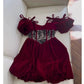 Cute A Line Spaghetti Straps Velvet Red Homecoming Dresses Birthday Outfits With Beads C2233