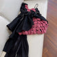 Pretty Ball Gown Straps Black Satin Flowers Homecoming Dresses Birthday Outfits With Bow C2236