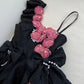 Pretty Ball Gown Straps Black Satin Flowers Homecoming Dresses Birthday Outfits With Bow C2236