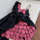 Pretty Ball Gown Straps Black Satin Flowers Homecoming Dresses Birthday Outfits With Bow C2236