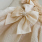 Pretty Ball Gown Straps Champagne Satin Flowers Homecoming Dresses Birthday Outfits With Bow C2239