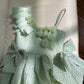 Pretty Ball Gown Straps Mint Green Lace Flowers Homecoming Dresses Birthday Outfits With Bow C2240