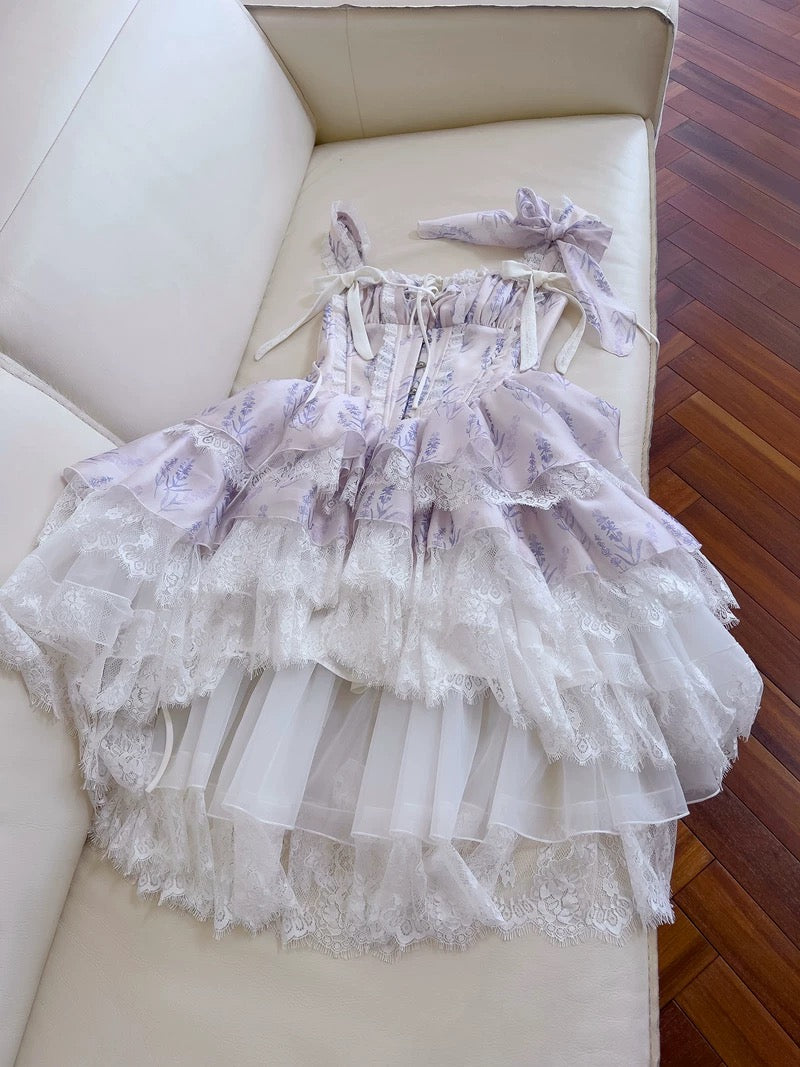 Sexy Ball Gown Spaghetti Straps Lilac Flowers Homecoming Dresses Birthday Outfits C2244