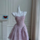 Sexy A Line Strapless Lilac Organza Short Homecoming Dresses Birthday Outfits C2246