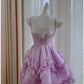 Sexy Ball Gown Halter Lilac Chiffon Short Homecoming Dresses Birthday Outfits C2249