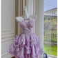 Sexy Ball Gown Halter Lilac Chiffon Short Homecoming Dresses Birthday Outfits C2249