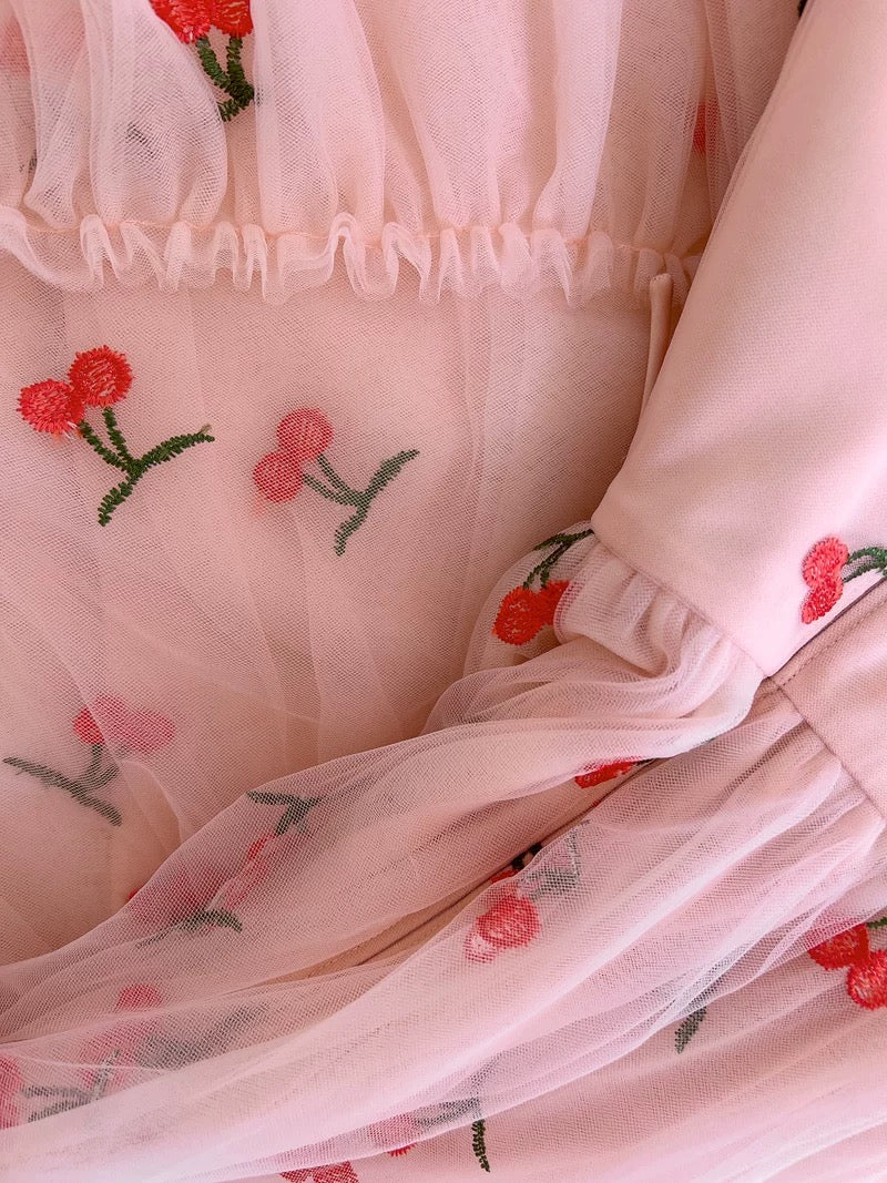 Robe de bal à bretelles trapèze modeste rose à fleurs CC2258