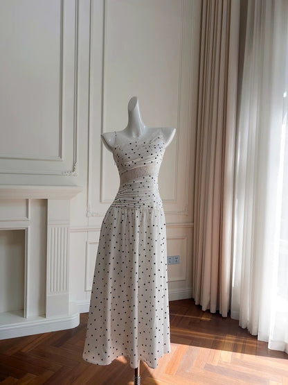 Robe de bal modeste en mousseline de soie blanche à bretelles spaghetti et ligne A C2260