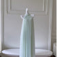 Robe de bal modeste en tulle vert menthe avec licou et ligne A C2263