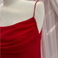 Simple Sheath Spaghetti Straps Chiffon Short Red Homecoming Dresses Birthday Outfit C2271