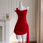 Simple Sheath Spaghetti Straps Chiffon Short Red Homecoming Dresses Birthday Outfit C2271