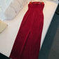 Modest Sheath Spaghetti Straps Burgundy Velvet Slit Prom Dress Formal Dresses C2277