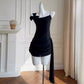 Simple Sheath Spaghetti Straps Chiffon Short Black Homecoming Dresses Birthday Outfit C2279