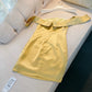 Simple Sheath Off The Shoulder Yellow Short SatinHomecoming Dresses Birthday Outfit C2281