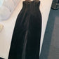 Sexy Sheath Spaghetti Straps Black Velvet Slit Prom Dress Formal Dresses C2284