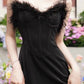 Sexy Sheath Sweetheart Black Ankle Length Prom Dress Formal Dresses With Feather C2286